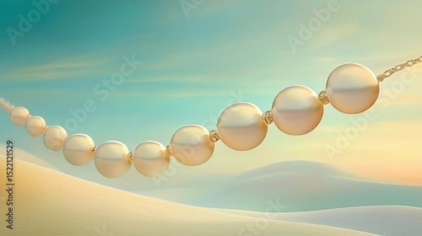 Obraz Beautiful necklace of pearls across an abstract desert landscape