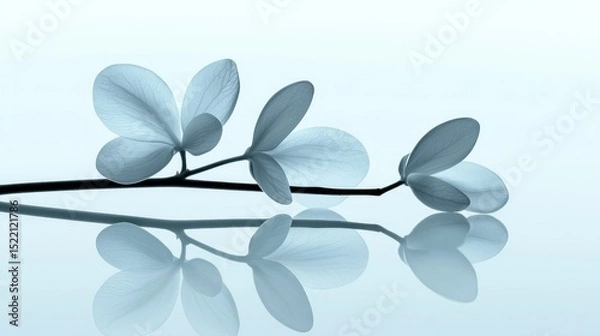 Obraz Delicate plant stem and leaves with their soft mirrored reflections