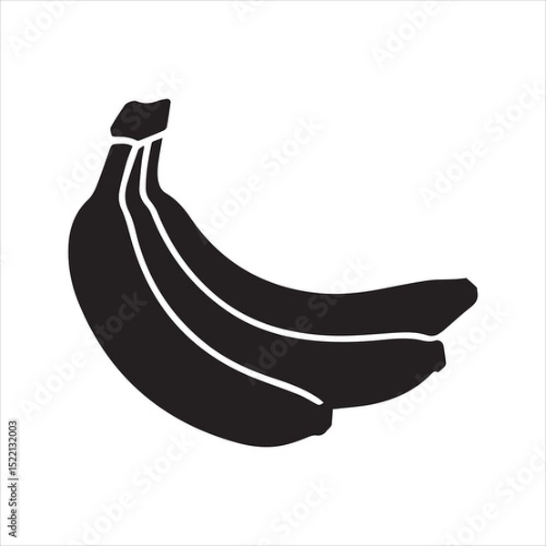 Fototapeta Banana Bunch Icon – Silhouette Vector of Tropical Fruit in Flat Minimal Style