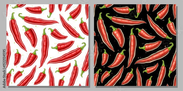 Obraz Vector Chili Pepper seamless patterns