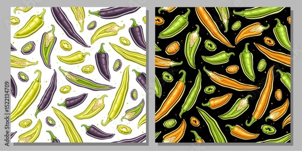 Obraz Vector Chili Pepper seamless patterns