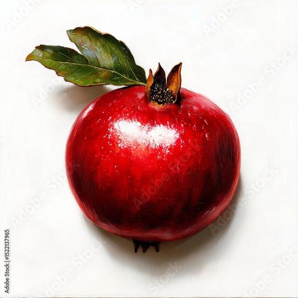 Obraz pomegranate with leaf isolated on white background