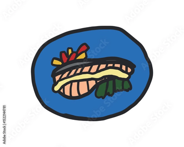 Obraz 鮭のムニエルのラフな線あり手描きイラスト