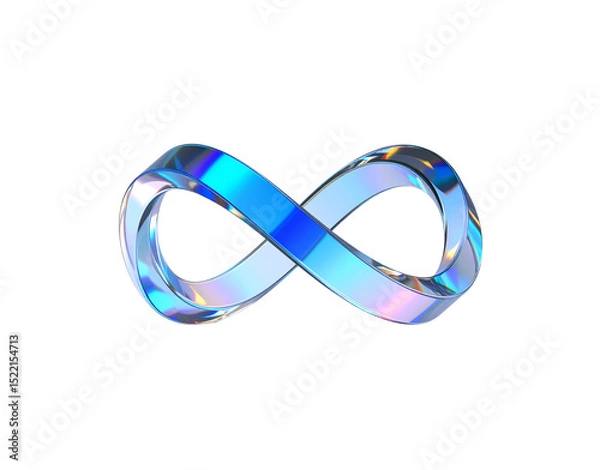 Fototapeta Iridescent Infinity Symbol A Translucent Mobius Strip with Shimmering Blue and Rainbow Hues
