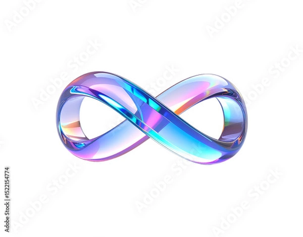 Fototapeta Iridescent Infinity Symbol Glassy Mobius Strip with Vibrant Color Gradients