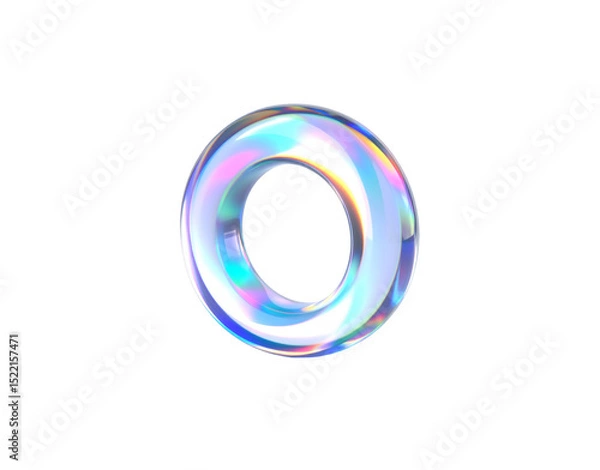 Fototapeta Iridescent Torus A holographic ring with vibrant spectral reflections and smooth rounded edges