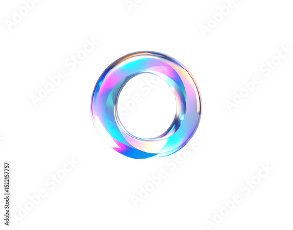 Fototapeta Iridescent Torus A luminous ring with shifting spectral colors and glossy reflections