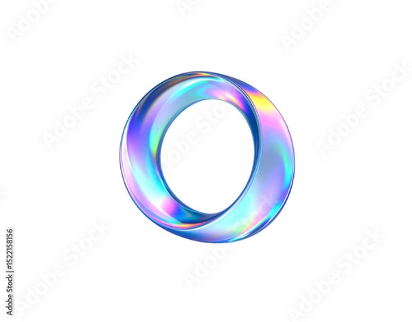 Fototapeta Iridescent Torus A Luminous Ring with Shimmering Rainbow Hues and Reflective Surface