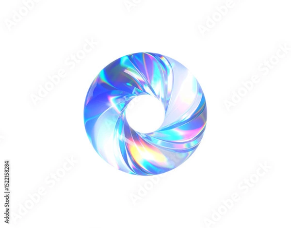 Fototapeta Iridescent Torus A luminous ring with swirling holographic reflections and a central void