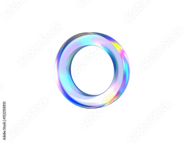 Fototapeta Iridescent Torus Holographic Ring with Shimmering Rainbow Gradient and Smooth Surface