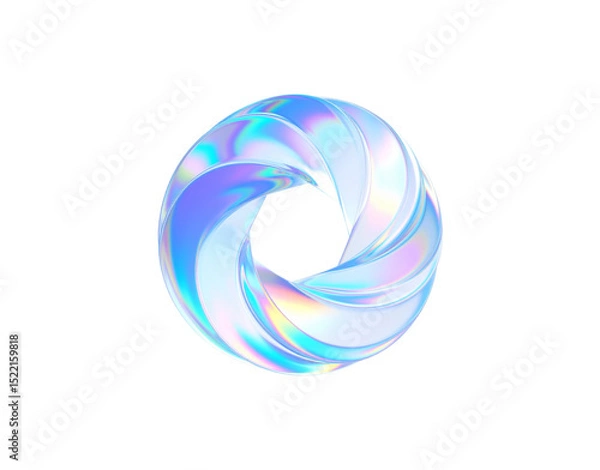 Fototapeta Iridescent Twisted Torus with Holographic Sheen and Central Aperture