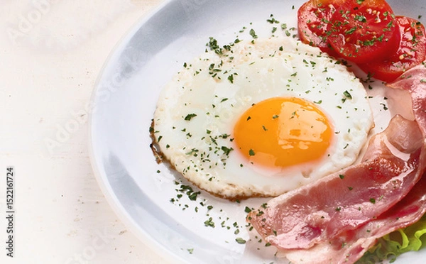 Obraz Breakfast with fried egg. Healthy eating.