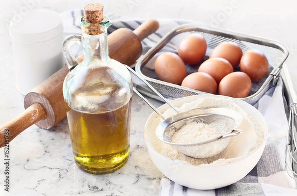Obraz Baking ingredients on a table.