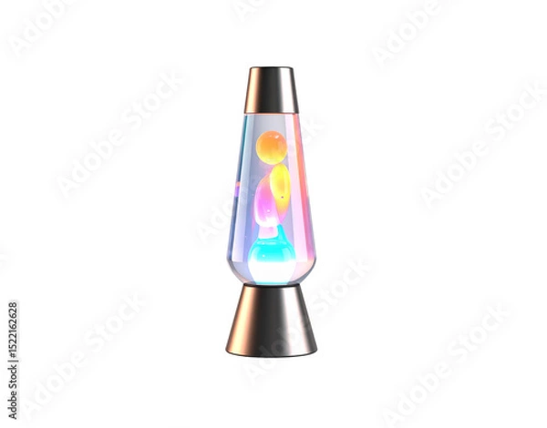 Fototapeta Retro Lava Lamp with Colorful Wax Bubbles and Metallic Base