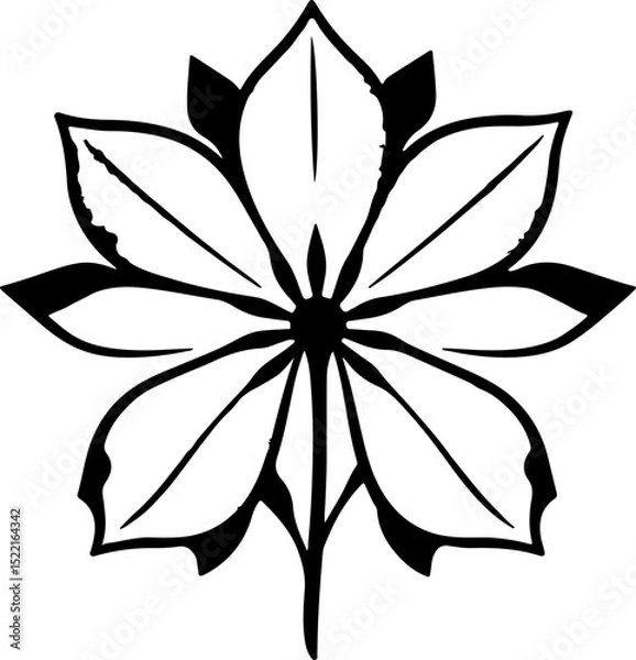 Fototapeta Symmetrical Floral Silhouette with Eight Petals, Showcasing Artistic Simplicity.