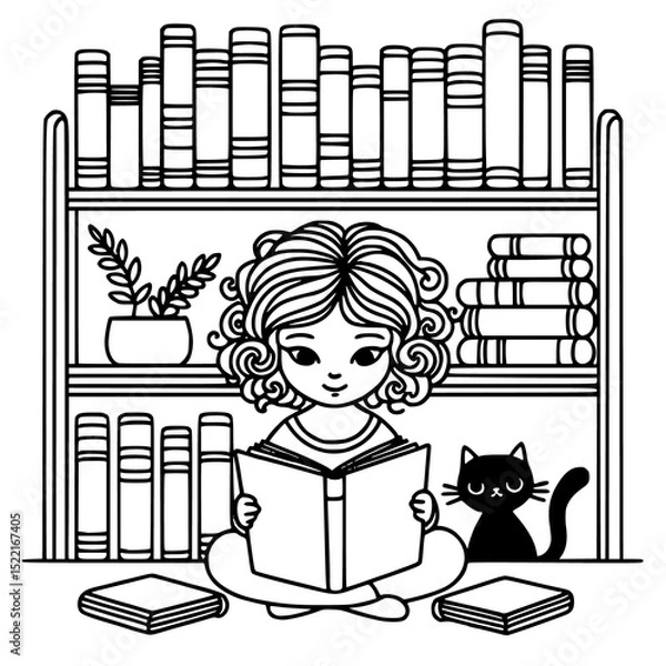 Obraz Cartoon Set of People and City Icons in Black Vector Style