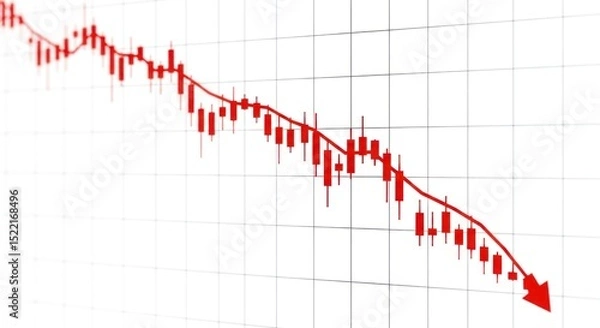 Obraz Downward spiral financial chart, decline trend analysis indicator failure risk