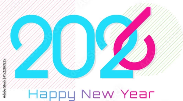Fototapeta 2026. happy new  year 2026 simple design. 2026 template for  cover, greeting card, poster, banner etc