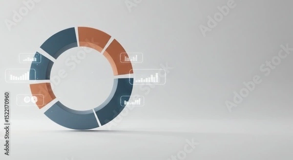 Obraz Dynamic Data Visualization Donut Chart with Graph Overlay for Business Insights