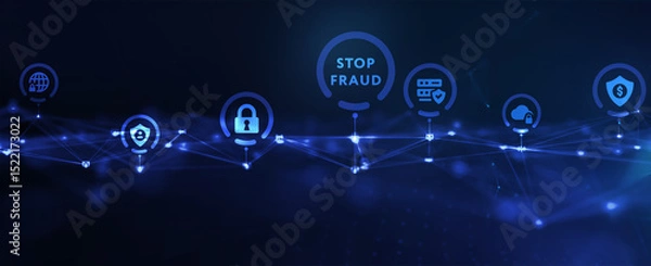 Obraz Fraud Alert Caution Defend Guard Notify Protect Concept. 3d illustration