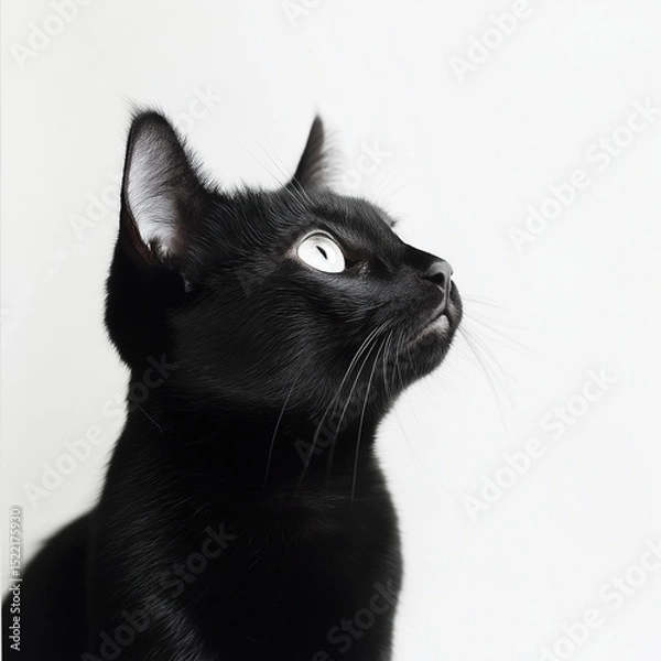 Fototapeta The image is named Black and white cat isolated on white background