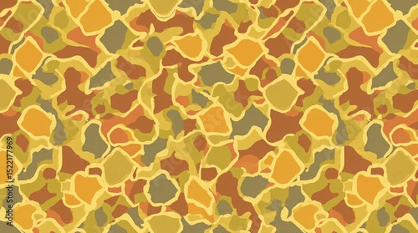 Fototapeta Generative AI Abstract Camouflage Seamless Pattern Earth Tones Earth tones Texture Background Tileable Repeat Organic Shapes Brown Yellow Beige Ochre Nature Design Style - Modern Look
