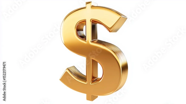 Obraz Golden 3D dollar sign representing wealth money and finance in a shiny metallic style