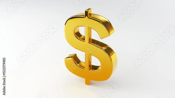 Obraz Golden dollar symbol standing out on a white background representing wealth money and financial success in a simple 3D style