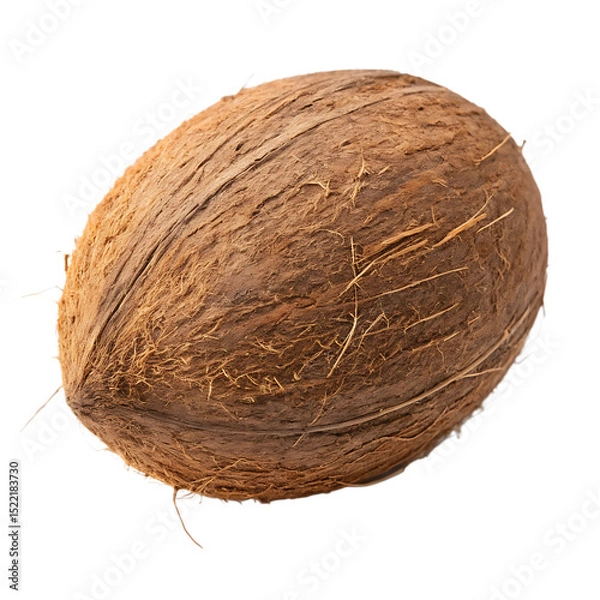 Fototapeta A whole brown coconut isolated on a transparent background
