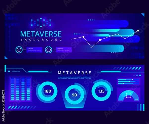 Obraz Business Background Horizontal Banner Set