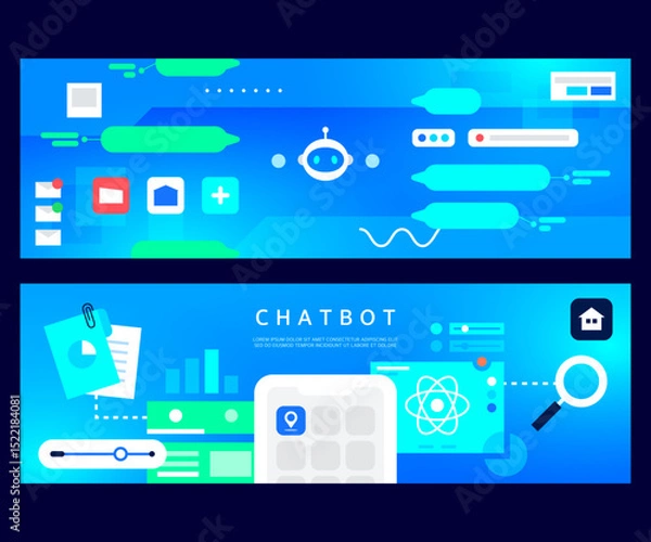 Obraz Business Background Horizontal Banner Set