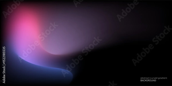 Fototapeta Vector abstract blurred gradient background smooth curve shape with colorful light purple blue on black backgroundGradient Background 019
