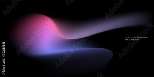 Fototapeta Vector abstract blurred gradient background smooth curve shape with colorful light purple blue on black backgroundGradient Background 019