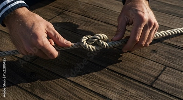 Fototapeta Tying Knots A Sailor's Guide to Essential Rope Work and Knot Techniques