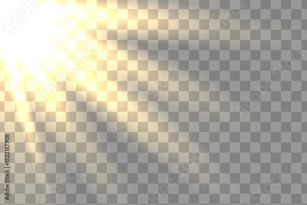 Fototapeta Bright sunlight effect on transparent background. Light vector element
