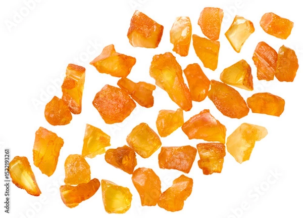 Fototapeta Crushed amber isolated on white background, top view.