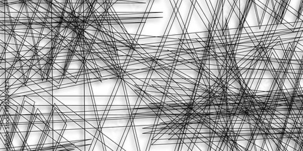 Obraz Abstract background with lines Vector abstract futuristic digital landscape with lines, luxury black geometric random chaotic lines. squares and triangle line. 