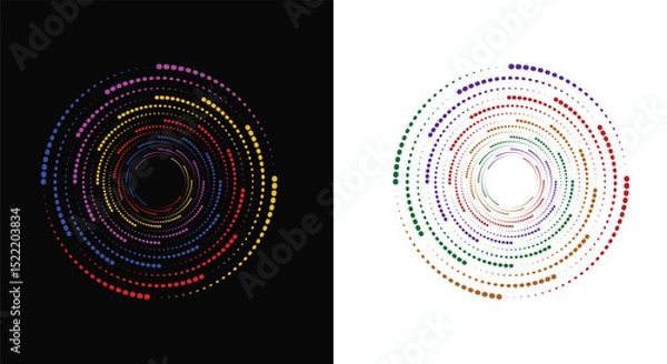 Obraz Abstract background with circles,Modern abstract background. Halftone dots in spiral. Round logo, design element or icon,Modern abstract background. Halftone dots in circle form. Round logo..