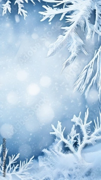 Obraz an AI Image Generator, Intricate Frost Patterns on a Frozen Surface
