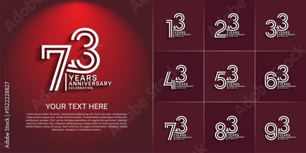 Fototapeta Anniversary logo set with double line number style. silver color can be use for special moment