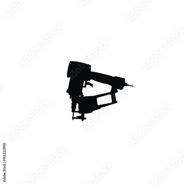Obraz Roofing Nailer Silhouette on White Background – Modern Construction Tool Vector