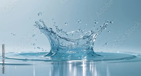 Obraz High Resolution Water Splash Photo with Clear Blue Wave and Droplets on Clean White Background