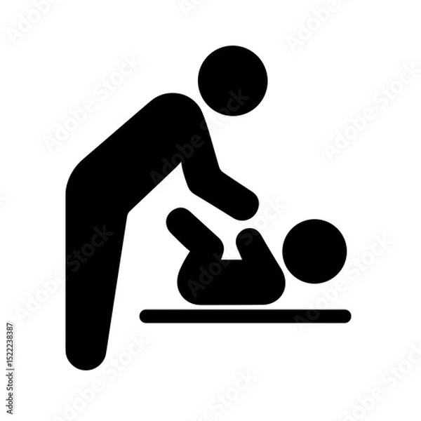 Obraz Parent changing baby diaper icon in solid style