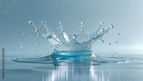 Obraz High Resolution Water Splash Photo with Clear Blue Wave and Droplets on Clean White Background