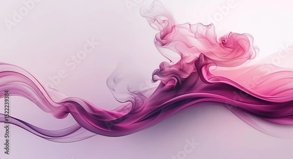 Obraz 1Abstract Pink and Purple Smoke Wave Artwork with Fluid Motion on White Background in Horizontal Layout
