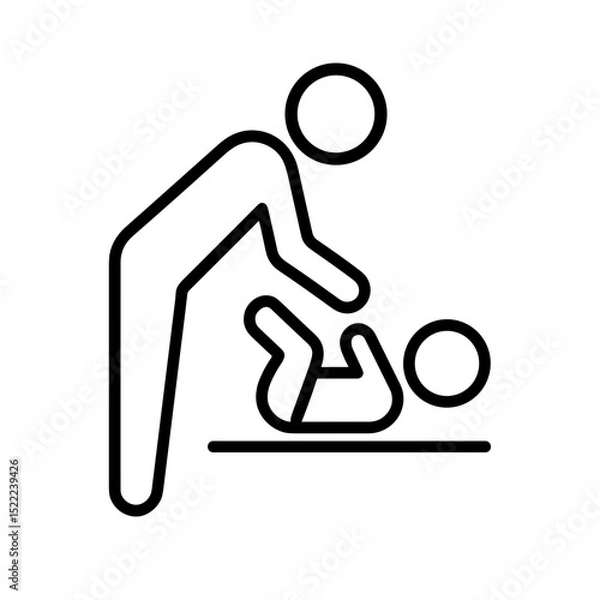 Obraz Parent changing baby diaper icon in outline style