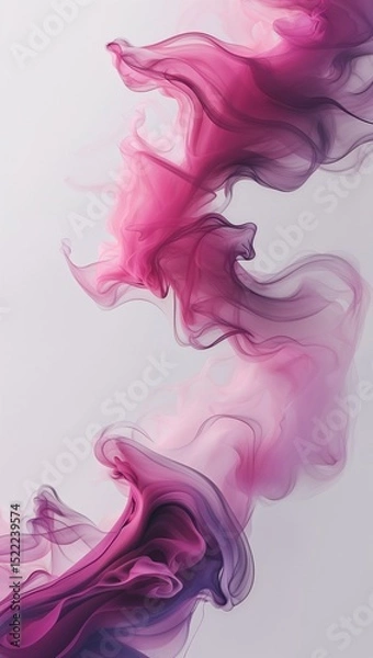 Obraz 1Abstract Pink and Purple Smoke Wave Artwork with Fluid Motion on White Background in Horizontal Layout