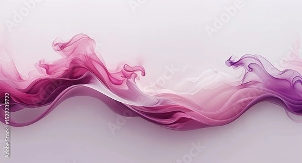 Obraz 1Abstract Pink and Purple Smoke Wave Artwork with Fluid Motion on White Background in Horizontal Layout
