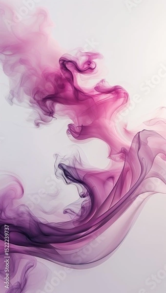 Obraz 1Abstract Pink and Purple Smoke Wave Artwork with Fluid Motion on White Background in Horizontal Layout