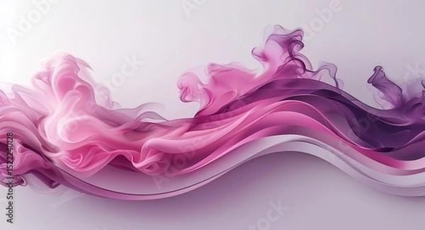 Obraz 1Abstract Pink and Purple Smoke Wave Artwork with Fluid Motion on White Background in Horizontal Layout